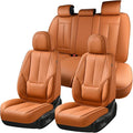 Coverado Seat Covers, Car Seat Covers Full Set, Leather Seat Covers for Cars, Car Seat Protector, Orange Car Seat Covers Fron