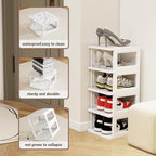 SEE SPRING 5-Tier Stackable Shoe Rack Organizer – Plastic Shoe Storage Shelf for Entryway, Closet, Bedroom – Holds Size 13 Sh