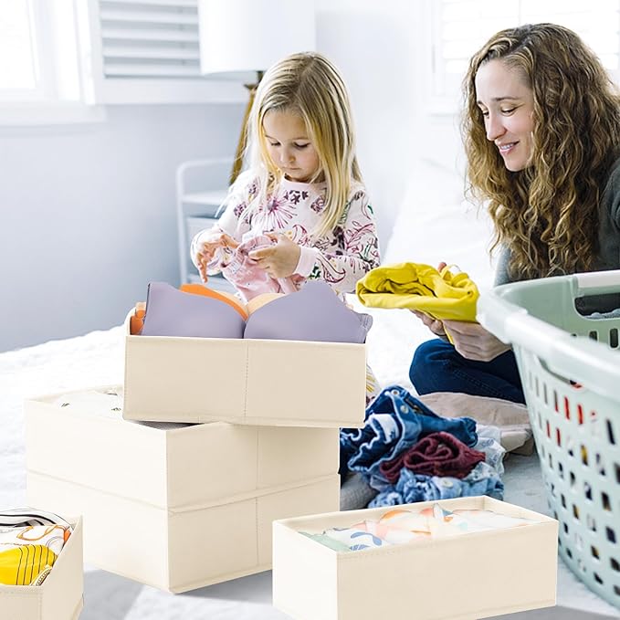 Criusia Closet Drawer Organizer Clothes, 15 Pack Dresser Organizer for Baby Clothes, Fabric Drawer Dividers for Nursery Bedro