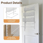 VyGrow Over the Door Storage Organizer with 3 Tier Mesh Baskets 2 Hanging Rods, 2 Mounting Options, Heavy Duty Clothes Hanger