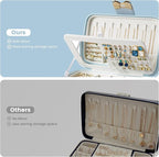 Lolalet 2 Layer Jewelry Box for Teen Girls & Young Women, Jewelry Organizer Case with Bow Clasp and Mirror for Earrings Rings