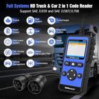 Heavy Duty Truck Scanner Full System Diesel Diagnostic Scan Tool HD OBD/EOBD/OBD2 Automotive Code Reader for Cars and Trucks