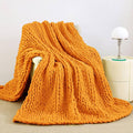 Admitrack Chunky Knit Blanket Throw, 100% Hand Knit Chenille Throw Blanket for Sofa & Home Decor, Soft and Cozy Knitted Throw