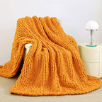 Admitrack Chunky Knit Blanket Throw, 100% Hand Knit Chenille Throw Blanket for Sofa & Home Decor, Soft and Cozy Knitted Throw