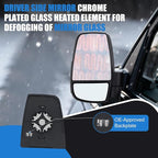 Driver Side Upper Mirror Glass for 2015-2023 Ford Transit 150 250 350 HD - Heated OE Replacement with Backing Plate, Left Side View Mirror Glass for Van Repair, Anti-Vibration HD Real Glass