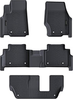 Auxko All Weather Floor Mats Fit for Jeep Grand Cherokee L 7 Seat(2nd Row Bench Seat) 2021-2025 2026 TPE Rubber Liners Accessories All Season Guard Odorless 3 Row Black