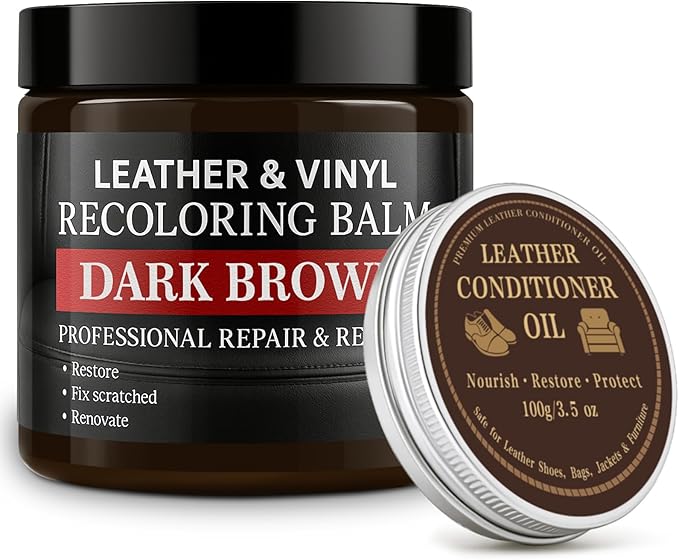 Leather Color Restorer, Leather Recoloring Balm, Scratch Remover, Leather Dye, Leather Paint with Leather Conditioner, Leathe