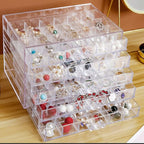 YUFONG Earring Storage Box Organizer, Acrylic Jewelry Storage Box Holder 5 Drawers Transparent Jewelry Display Stand with 120