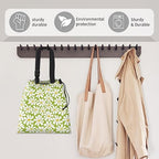 Car Trash Bag Large Hanging Can for Back of Seat, Cute Waterproof Car Garbage Bag for Vehicle, Travelling, Outdoor Cute Green White Flower