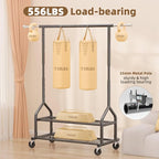 EAGMAK Heavy Duty Clothes Rack Load 556 LBS, Rolling Clothing Rack With Shelves, Height Adjustable Metal Clothes Hanger with 