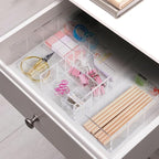 Briwooody Acrylic Drawer Organizer Clear Desk Drawer Organizer Trays with Adjustable Compartments Desk Accessories for Office