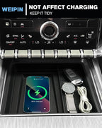 for 2Pcs Center Console Organizer Tray ABS Materials& TPE Wirless Mats Storage Box Compatible with 2024-2026 GMC Acadia (Elevation/AT4) - Only Compatible with Console Without Cover