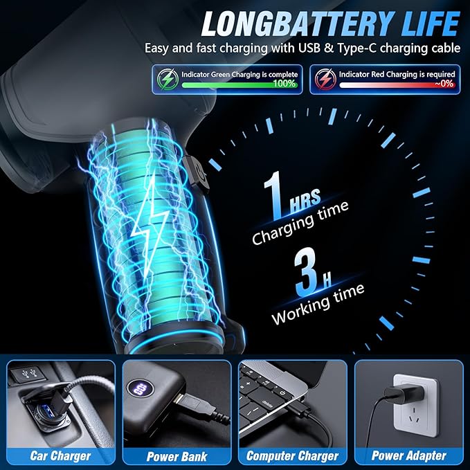 Handheld Car Vacuum Cleaner 12 Handheld Car Vacuum - 15000Pa Cordless Wet/Dry, 120W High Power with Complete Accessory Kit fo