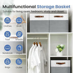 FinishingBo 6-Pack Storage Cubes with Handles & Label Holders Basket, Closet Cube Home Organizer Bins(White/Dark Grey, 13 x 1
