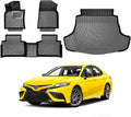 KUST Floor Mats Cargo Liner for Toyota Camry 2018-2024 (Not for Hybrid), All Weather Floor Liners & Trunk Cargo Mat for Camry Accessories TPE Rubber Raised Edge
