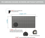 RV Awning Shade Screen Without Zipper 8'x13'3'',Black Mesh RV Awning Sun Shade Screen,Universal Trailer Camper RV Awning Screen with Complete Kit,Significantly Improves Shadow and Privacy