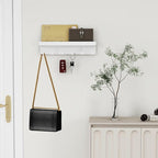 2 Pieces Key Holder for Wall Rustic Key and Mail Organizer 6 Key Hooks with Shelf Small Key Rack with Tray Adhesive Key Hange