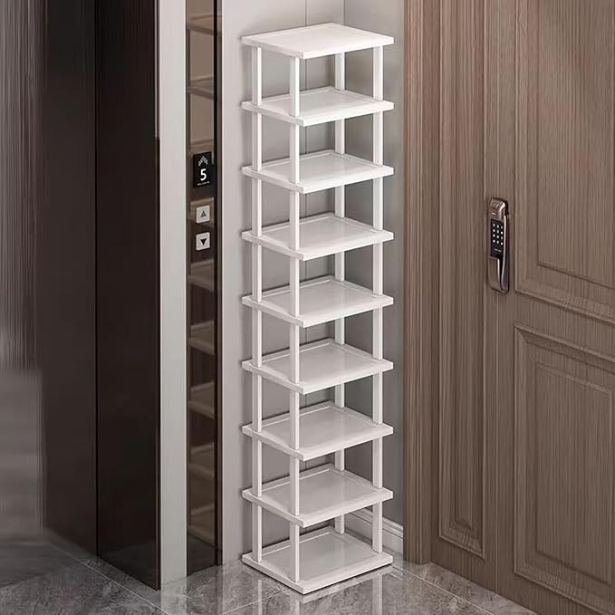 Bamboo Shoe Rack 12 Tier- Vertical Shoe Rack for Small Spaces, Tall Narrow Shoe Rack Organizer for Closet Entryway Corner Gar