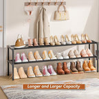 LUKYTOWER Extra Long Shoe Rack 2 Tier Shoe Storage Organizer Wide Stackable Shoe Organizer Racks for Closet Entryway,Shoe She