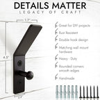 RTZEN Wall Mount Hook Set - Wrought Iron Decorative Rustic Metal Coat Hooks for Hanging - Handcrafted Classic Farmhouse Wall 