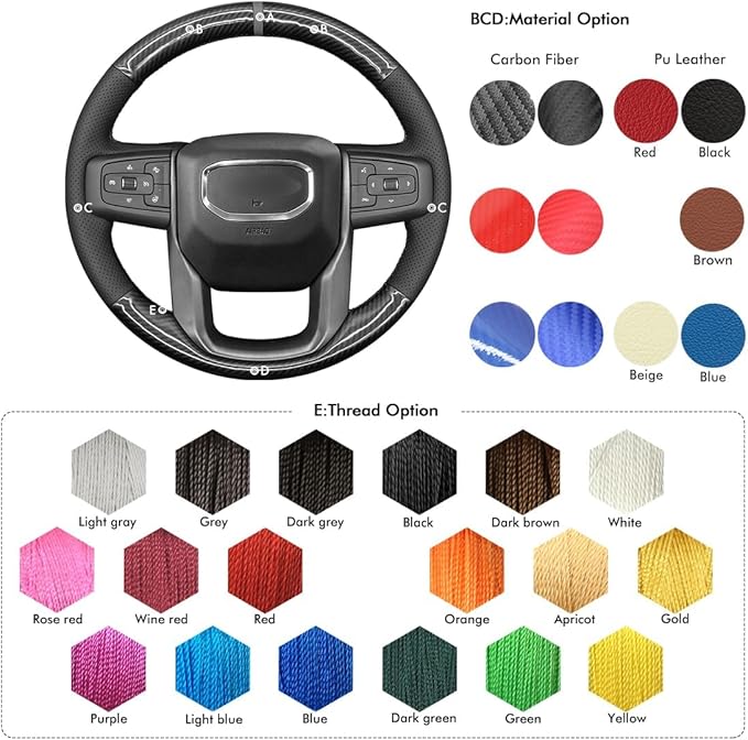 MEWANT Steering Wheel Cover for GMC Sierra Steering Wheel Cover for GMC Sierra 1500 / Sierra 1500 Limited/Sierra 2500 / Sierra 3500/ Yukon (XL) Hive Microfiber Leather