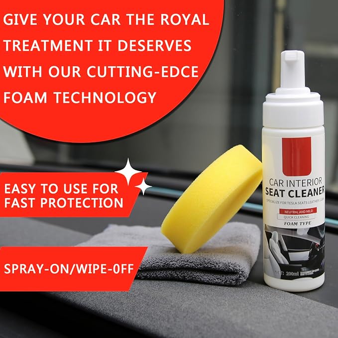 Interior Cleaner for Tesla White & Black Vegan Leather Seat Protectant Car Care Cleaning Kit Stain Remover Safe for Tesla Mod