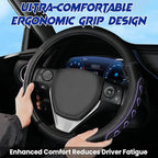 Ventilated Heart-Shaped Steering Wheel Cover with Anti-Slip Leather Grip. Compatible with Ford, Toyota, Honda, Nissan, and Ch