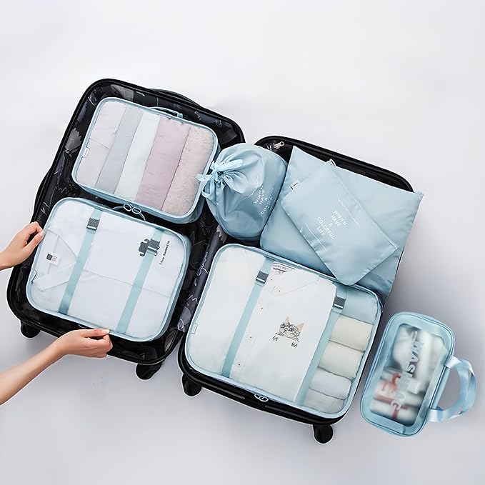 Travel packing cube bag 7 Piece Set, Travel cubes for packing hotor backpack,Suitcase Organizer Luggage Cubes with Wash Bag, 