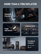 AstroAI Tire Inflator Portable Air Compressor Air Pump for Car Tires-Car Accessories, 9.8Ft Cord-12V DC-Powered Auto Pump with Digital Pressure Gauge, Emergency LED Light for Bicycle, Balloons, Orange