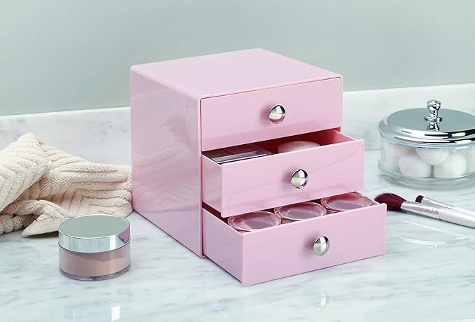 iDesign Plastic 3-Drawer Jewelry Box, Compact Storage Organization Drawers Set for Cosmetics, Dental Supplies, Hair Care, Bat