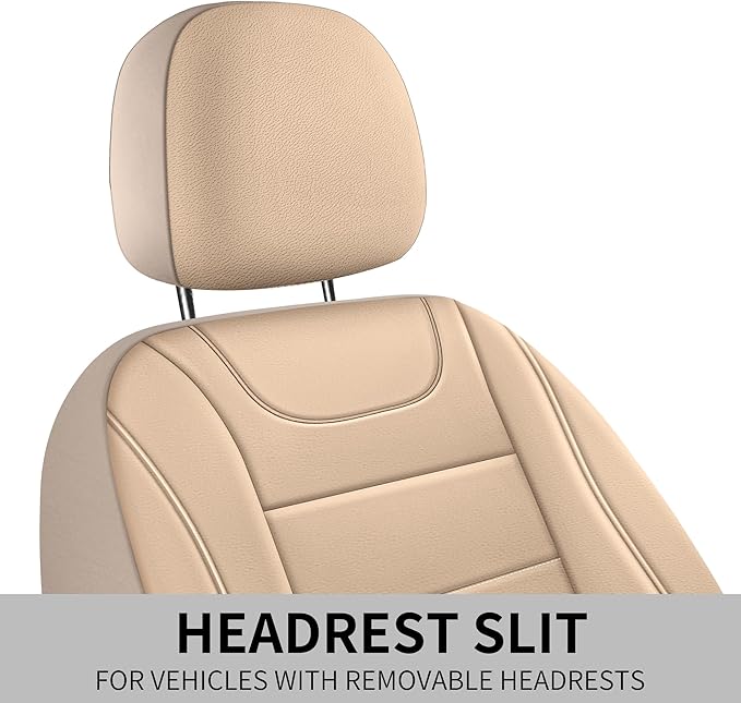 Car Seat Covers, Quilting Leather Seat Cover Two Front Seats, Waterproof Faux Leather Automotive Seat Covers for Cars, Univer