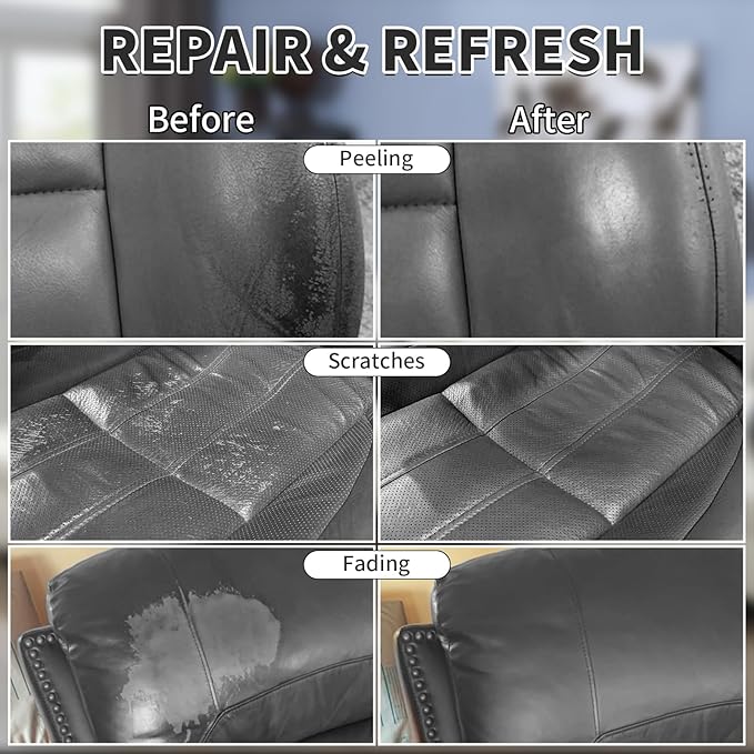 Dark Gray Leather Recoloring Balm with 100ml Mink Oil,Leather Couch Scratch Remover,Leather Repair kit for Vinyl Furniture an