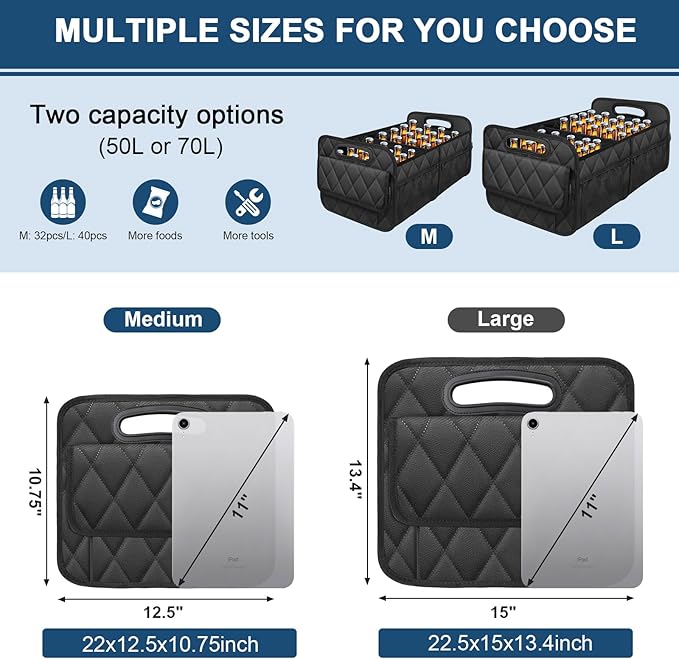 Deosk Car Trunk Organizer for SUV, Car Organizers and Storage with 6 Pocket, Car Accessories for Women/Men 50LWaterproof
