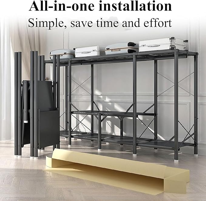 TIST Foldable Wardrobe Steel Storage Wardrobe Portable Wardrobe for Hanging Clothes 110cm/ 160cm/ 215cm Large Wardrobe(Light 