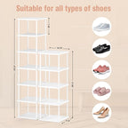 Vertical Tall Shoe Rack Organizer for Entryway -12 Tier Free Standing Slim Narrow Bamboo Wood Corner Stackable Shoe Boots Sto