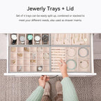 Voova Stackable Jewelry Organizer Tray with Lid, PU Leather Jewelry Storage Holder for Drawer Inserts, Jewellery Display Box 
