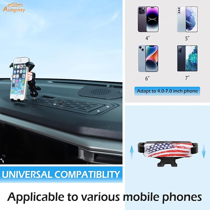 Aunginsy Center Console Dash Storage Organizer Tray with Mobile Phone Mount Compatible with Toyota Tundra/Sequoia 2022-2026, Car Dashboard Multi-Functional Phone Holder Storage Box Insert Accessories