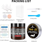 SHADAIWUYU 8.5oz Leather Recoloring Balm with 100ml Mink Oil,Medium Brown Leather Repair kit for Furniture and Car Interior,L