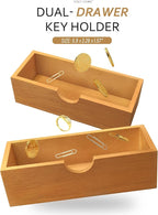 Rebee Vision Modern Farmhouse Key Holder Wall Mount with 2 Drawer Organizer - Mail Holder for Wall with 6 Key Hooks - Ideal f