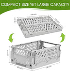 HUUSMOT 2-Pack Small Pastel Plastic Storage Baskets, Collapsible Crates for Organizing, Space-Saving Mini Bins for Classroom,