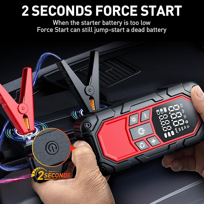 Jump Starter with Air Compressor,Car Battery Jump Starter (9.0 Gasoline/6.5L Diesel) with 150PSI Digital tire inflator