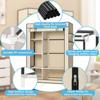 Calmootey Portable Closet Organizers, Clothing Storage, Wardrobe with 6 Shelves and Hanging Rod, Non-Woven Fabric Cover with 