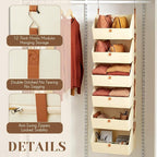 Hanging Closet Organizer 6 Tier Clothes Hanging Shelves Fabric Storage Bins Space Saving Closet System Collapsible Baskets fo