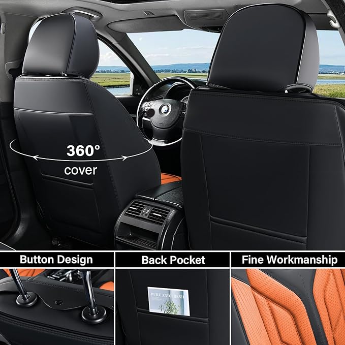 Coverado Seat Covers, Car Seat Covers Front Seats, Leather Seat Covers for Cars, Waterproof Automotive Seat Covers Car Seat P