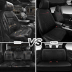 CAR PASS Quilting Faux Leather Seat Covers Full Set, Waterproof Deluxe Premium Seat Cover with 5mm Composite Sponge Inside, A