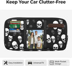 Skull Zippered Car Sun Visor Organizer Bling with Adjustable Straps and Multi-Pocket Car Visor Storage Accessories with Picture Holder Easy Installation Universal Fit for Most Cars SUV