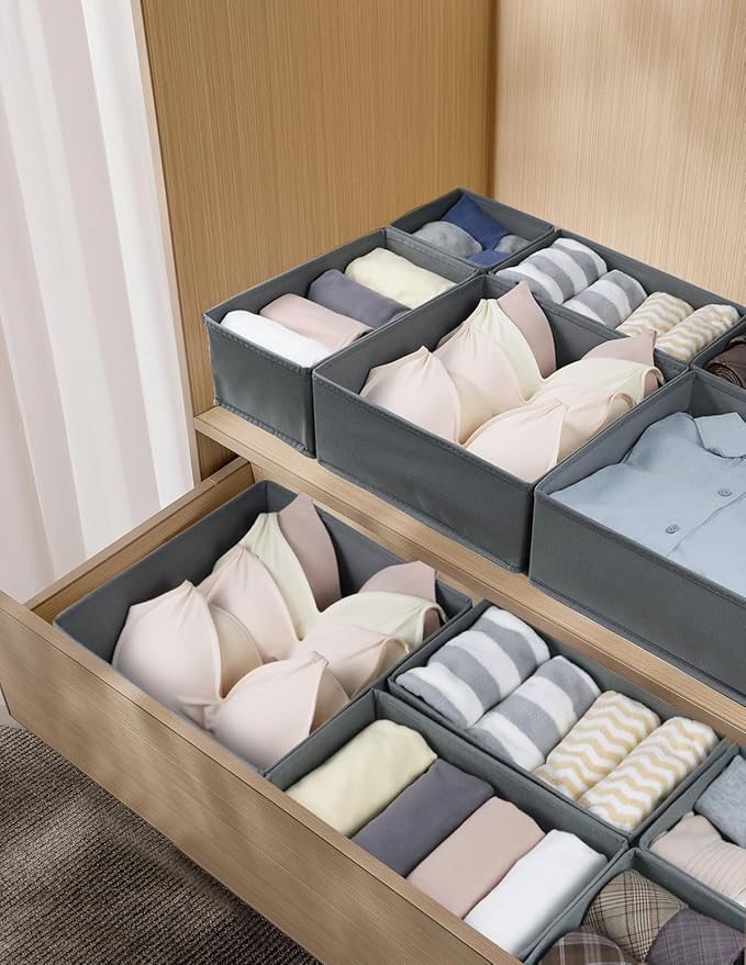 Fordonral 16 Pack Drawer Organizer Clothes, Foldable Fabric Dresser Organizer Closet Organizers and Storage Box for Underwear