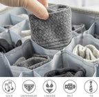 PINGMIC Gray Sock Organizer Divider 2 Pack with Lid - 30 Cell Foldable Closet Storage, Tie Organizer For Men Boxes for Socks,
