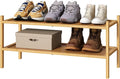 kiplant Bamboo Shoe Rack, 2-Tier Shoe Rack for Entryway, Free Standing Shoe Racks for Indoor & Outdoor, Stackable Shoe Organi