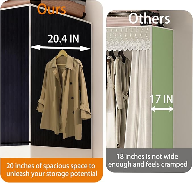 Large Portable Closets for Hanging Clothes | Heavy Duty Clothes Rack with Cover Foldable | Max Load 1000LBS Portable Wardrobe